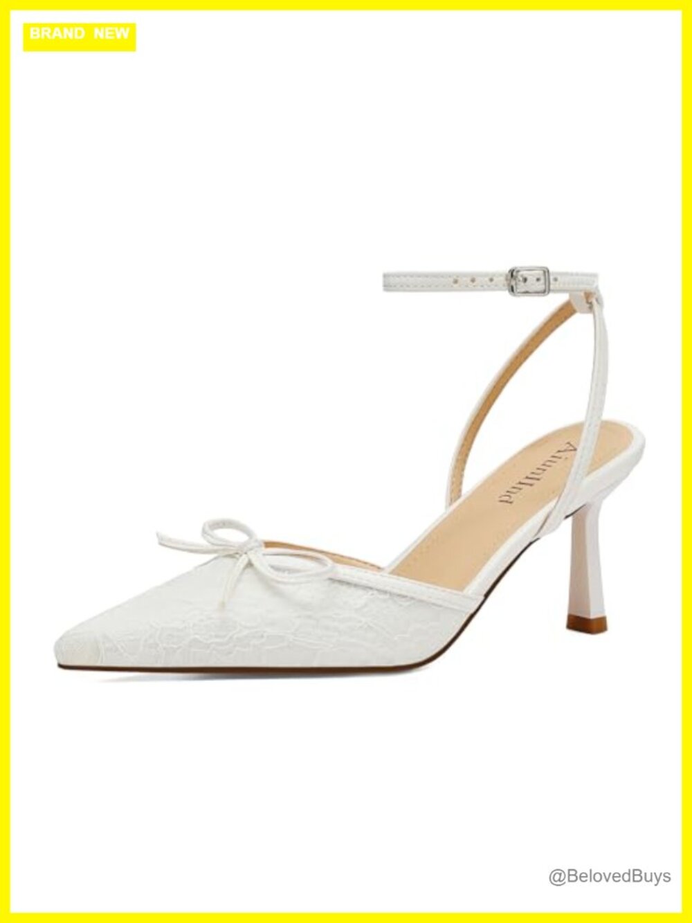 Lace Pointed Toe Kitten Heels Ankle Strap Pumps for Women